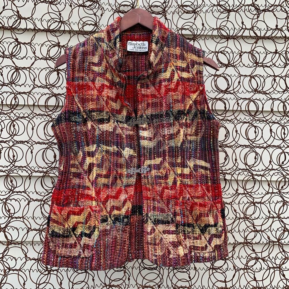 Elizabeth Jenkins Taos, New Mexico artisan handwoven southwestern vest MEDIUM?